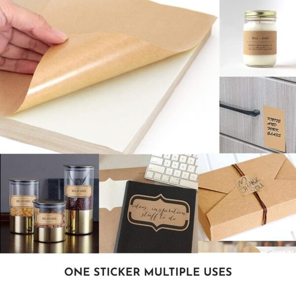 Brown Sticker Paper For Inkjet or Laser Printer make Product Labels, Barcode etc A4 Size, 25 Sticker Sheets