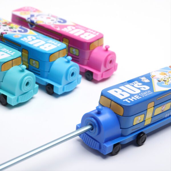 Children's Multifunctional Bus train Metal Pencil Box