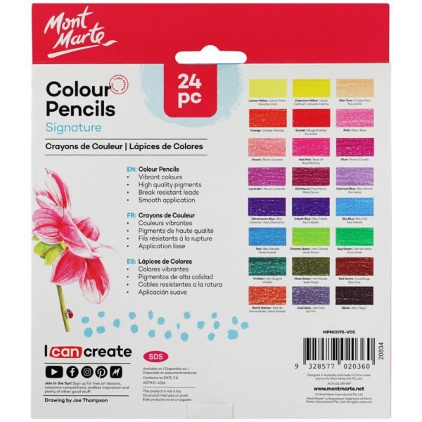 Mont Marte Colour Pencils 24pc - Essential Colours