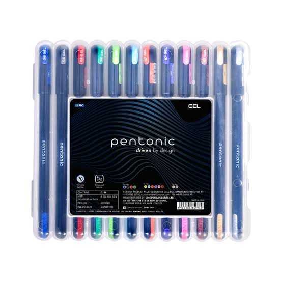 Pentonic Multicolor Gel Pen With Hard Box Case 12 Pcs Set