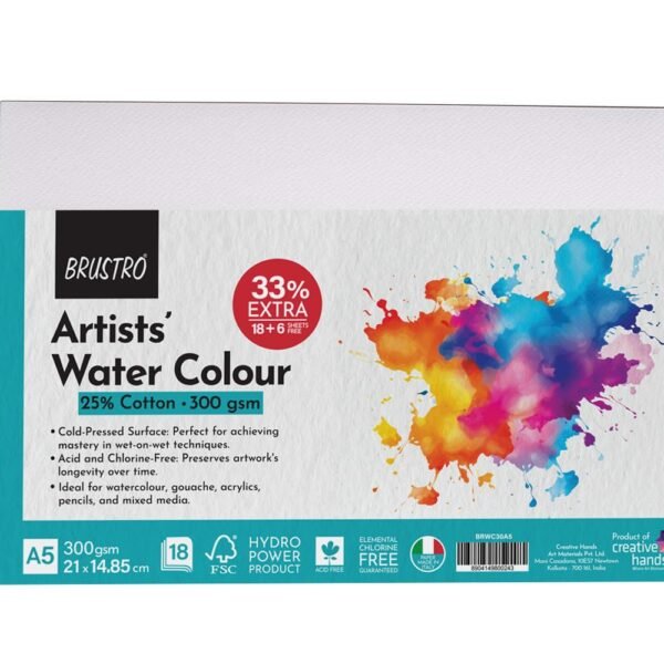 Brustro Artists' Watercolour paper Cold Pressed 300 GSM A5 size