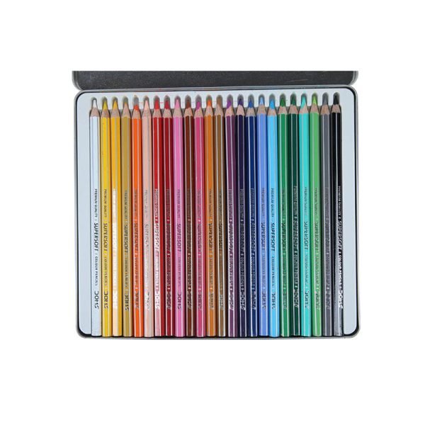 DOMS Premium Quality Color Pencil Flat TIN BOX 24 SHADE