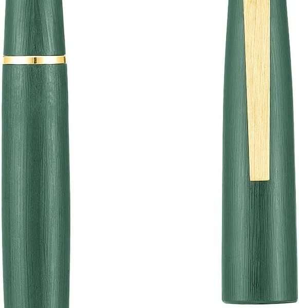 Jinhao 80 Brushed Carbon Fiber Fountain Pen 0.3mm Nib, Green with Golden Clip Writing Pen
