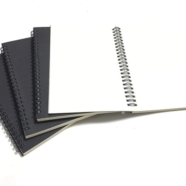 Papertree Spiral Sketch Notebook Black Cover White Blank Paper Wirebound