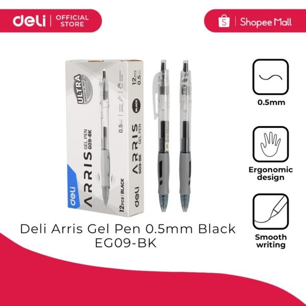 Deli EG09-BK Retractable Gel Pen 0.5mm (Black) - 01 pcs