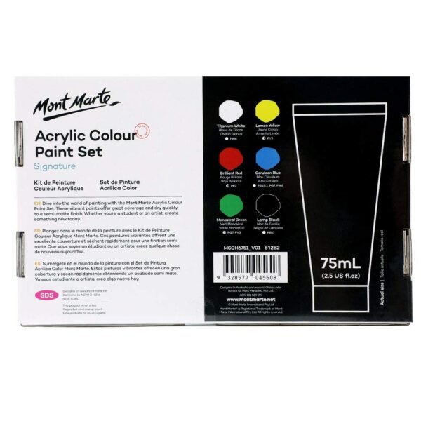 Mont Marte Acrylic Color Paint Set 75ml 6 Pcs