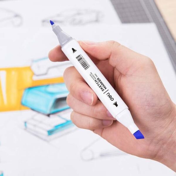 Deli E70801-48 Sketch marker Dual Tip Art Marker, Brush and Chisel, Sketch Marker for Painting Sketching Calligraphy Drawing, Colouring Marker