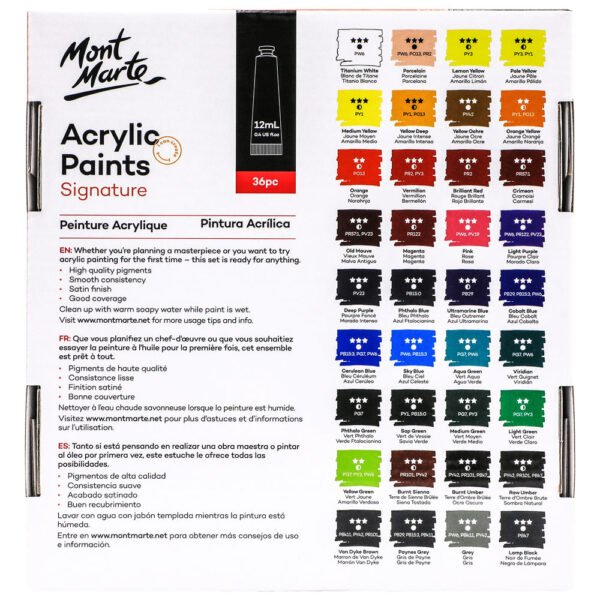 Mont Marte Acrylic Paints 36ml*12pcs