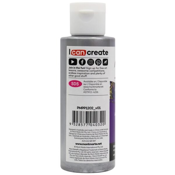 Mont Marte Pouring Acrylic Paint 120ml-Silver