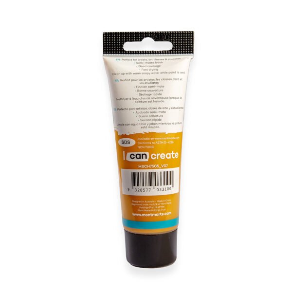 Mont Marte Acrylic Color Paint 75ml-Yellow Ochre