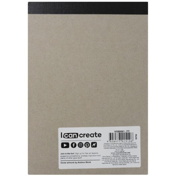 Mont Marte Black Paper Sketch Pad 25 sheet 140gsm A5