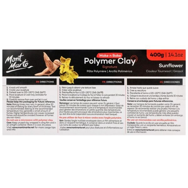 Mont Marte Make n Bake Polymer Clay 400g-Sunflower