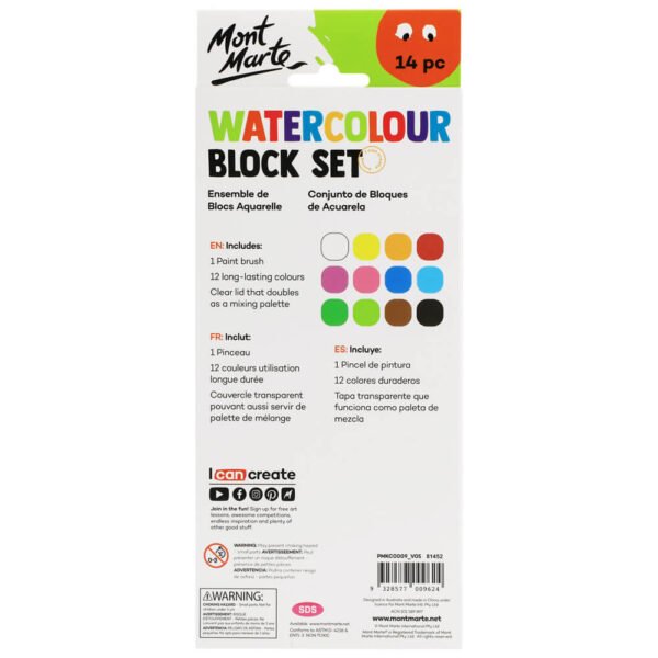 Mont Marte Kids Watercolor Block Set 14pc