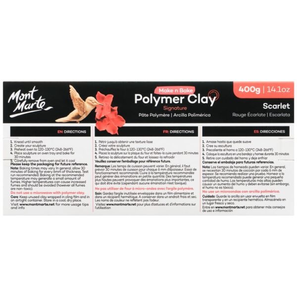 Mont Marte Make n Bake Polymer Clay 400g-Scarlet