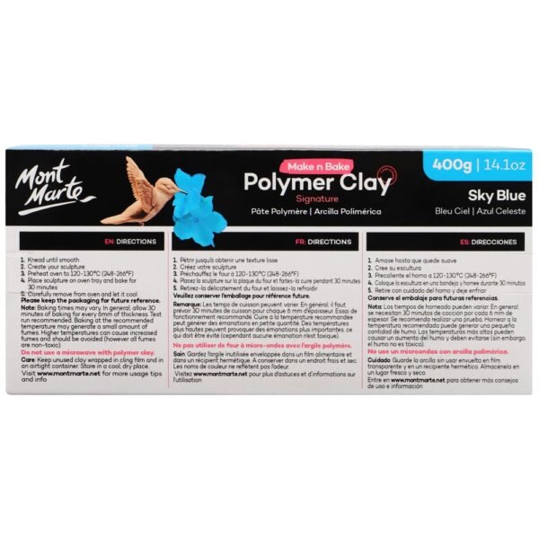 Mont Marte Make n Bake Polymer Clay 400g-Sky Blue