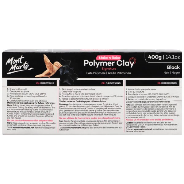 Mont Marte Make n Bake Polymer Clay 400g-Black