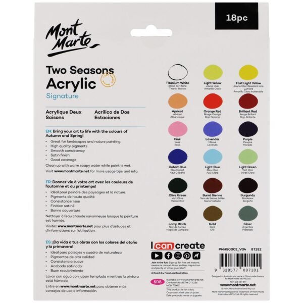 Mont Marte Two Seasons Acrylic 18pc*12ml