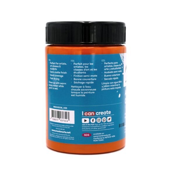 Mont Marte Acrylic Color Paint 300ml-Orange