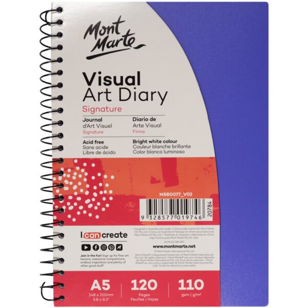 Mont Marte Visual Art Diary PP Coloured Cover A4