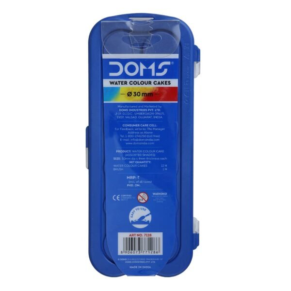 Doms 12-Color Watercolor Cake Set with Transparent Case – Vibrant & Easy to Use