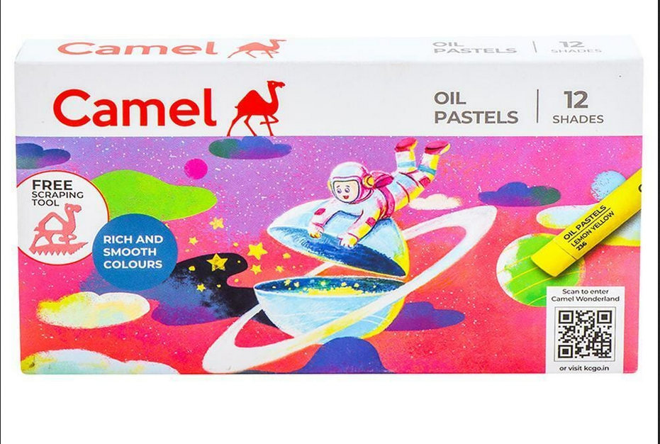 camlin assorted wax oil pastel colour (12 shades + 1 scrapping tool)