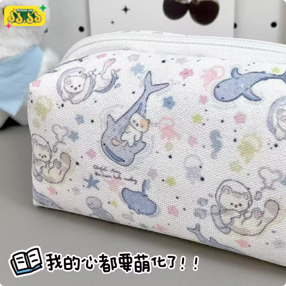 Dream Whale Pencil Bag Ins Style High-Looking Student Stationery Bag Pen Cute Storage Bag Cosmetic Bag Stationery Box
