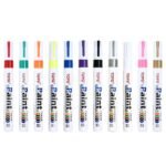 toyo paint marker permanent paint markers oil based paint pens, medium tip, waterproof paint marker set for rocks, wood, metal, plastic, glass, mugs, diy craft, touch up paint pen