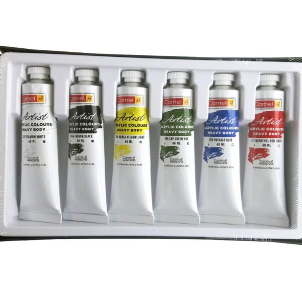 camel heavy body acrylic colours 40ml 6 color paint set