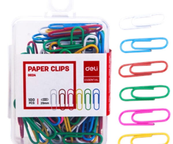 deli e0024 color paper clip 100 pcs (assorted)