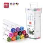 deli e70803 12 sketch marker dual tip art marker, brush and chisel, sketch marker for painting sketching calligraphy drawing, colouring marker pens for sketching 12 colours