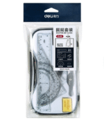 deli e72151 compasses set transparent boxed 8 piece set rubber lead compasses ruler student drawing supplies