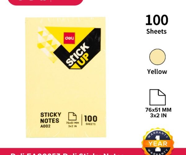 deli ea00253 sticky note yellow 3x2 inch