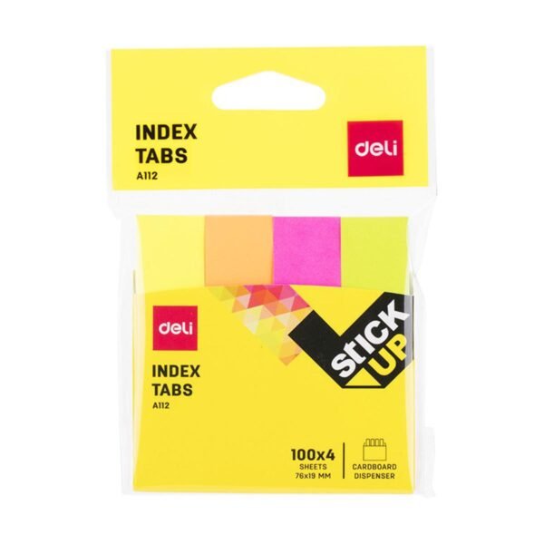 Deli EA11202 Paper Index Tabs 4 Neon Colour