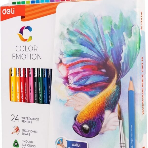 deli emotion ec00720 watercolor pencils with a brush pack of 24 colors