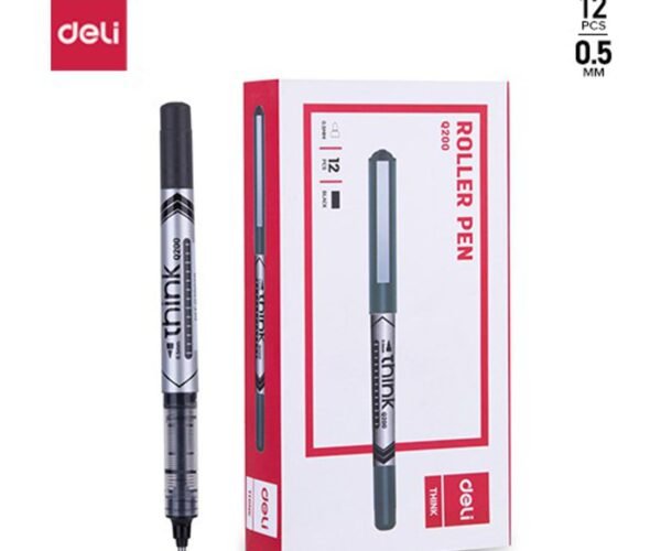 deli eq20020 think roller pen black | pack of 01 pcs