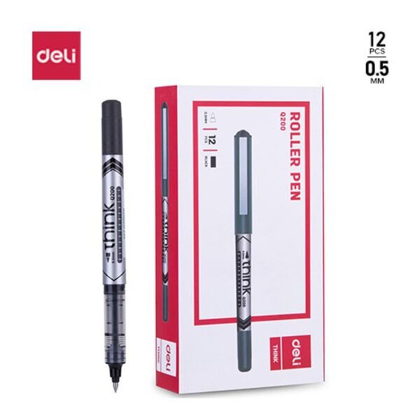 deli eq20020 think roller pen black | pack of 01 pcs