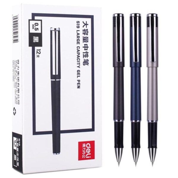 deli es19 office gel pen black 12 pcs