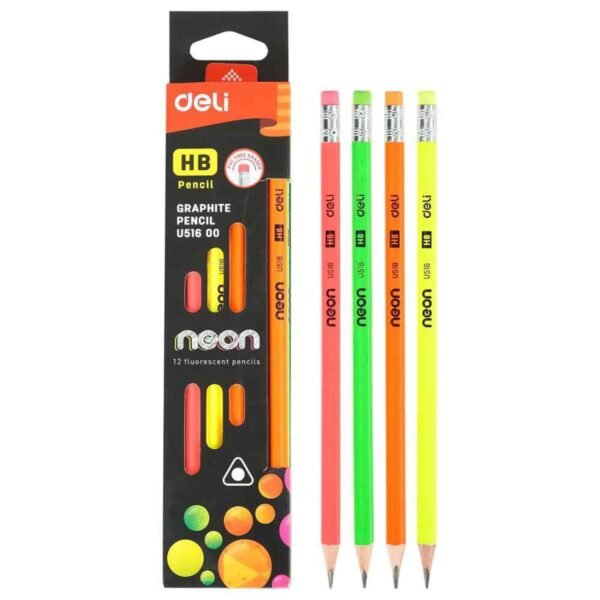 deli eu51800 neon graphite hb pencil 12pcs