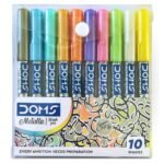 doms metallic brush pen for art and craft 10 assorted shades
