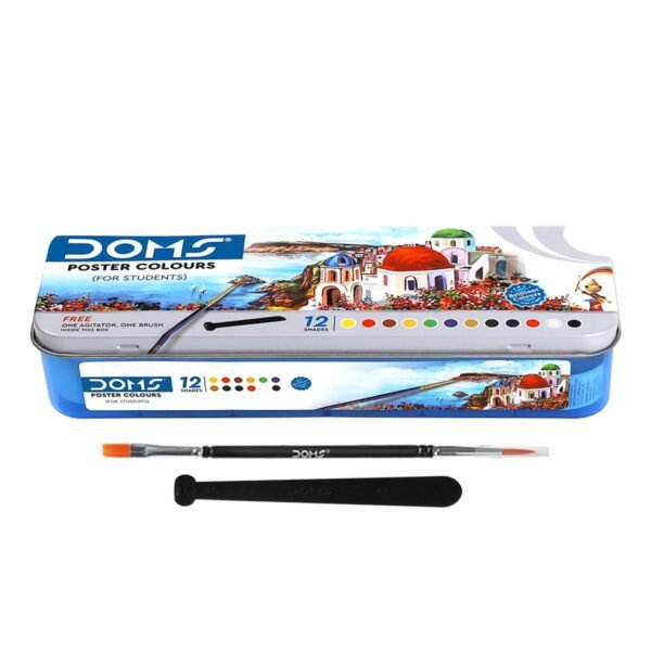 doms poster color 12 shade rich vibrant colours poster colours each10ml metal box