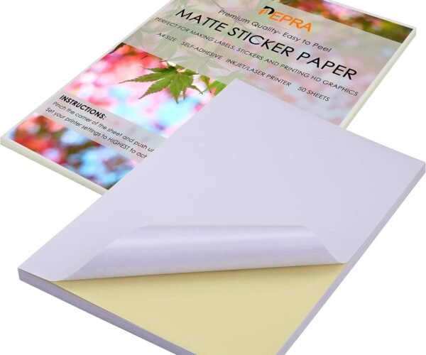 glossy self adhesive sticker label paper for laser and inkjet printer | a4 size | pack of 100pcs