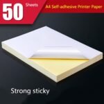 glossy self adhesive sticker label paper for laser and inkjet printer | a4 size | pack of 50