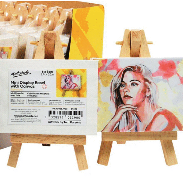 mont marte mini display easel with canvas 6x8cm, 1pc