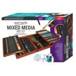 mont marte premium deluxe painting set, 174 piece high quality wooden painting case with essential painting media, acrylic, watercolour, oil, pastel, pens, brushes and much more