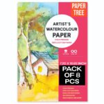 premium water color paper hi thick 300gsm 8 pcs | size : 7.25x10.85 inch