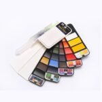 superior solid water colour cake pigmented 25 color set with water brush pen foldable travel watercolor painting