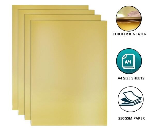 white gold cards | 250 gsm a4 size | perfect for art and crafts, scrapbooking, paper decorations, invites, card making and other cardstock activities and projects | pack of 10 pcs