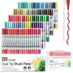 100 color dual tip brush pens art markers set
