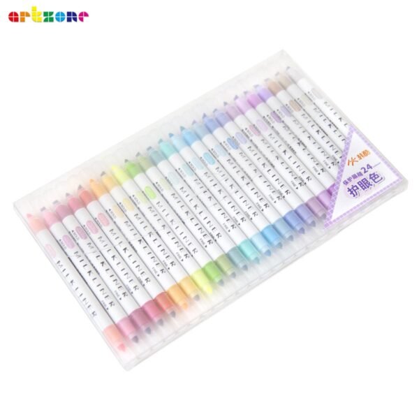 24 pcs color ful milk liner highlighters double sided writing for office and school