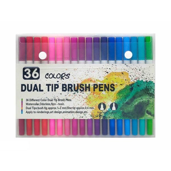 36 pcs dual tip brush pens art markers set 0.4mm fineliner tips